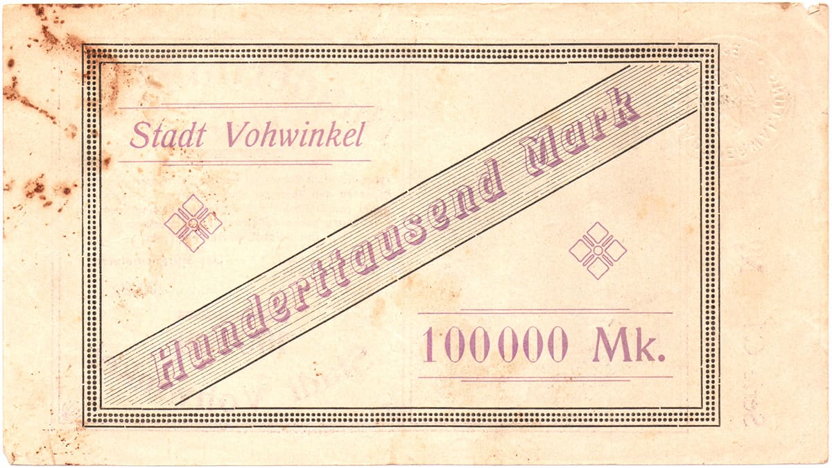 100 000 марок 1923 Stadt Vohwinkel
