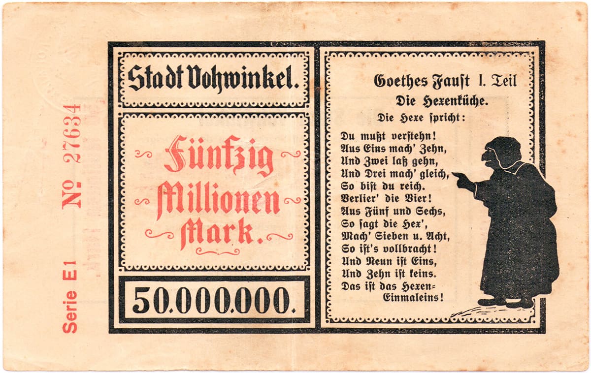50 000 000 марок 1923 Stadt Vohwinkel