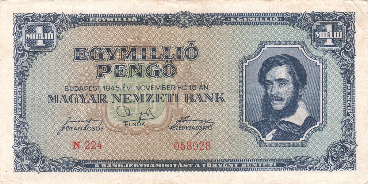 1 000 000 пенгё Венгрии 1945