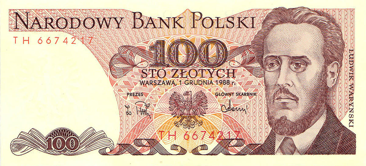 100 польских злотых 1988