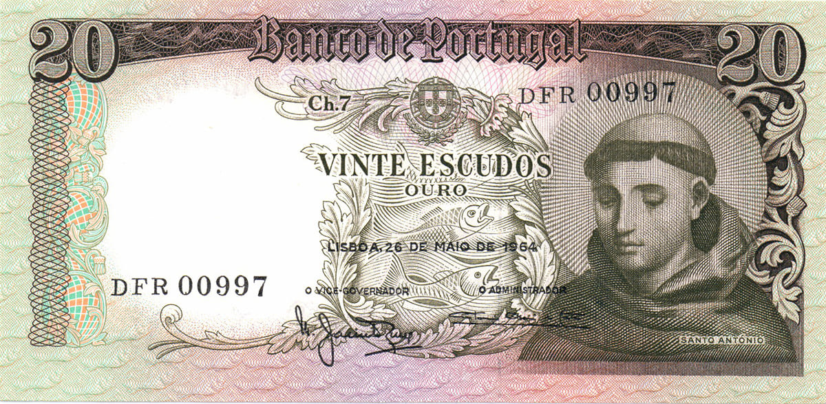 20 португальских эскудо 1964