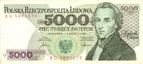 5000 польских злотых 1988 5000 польских злотых 1988