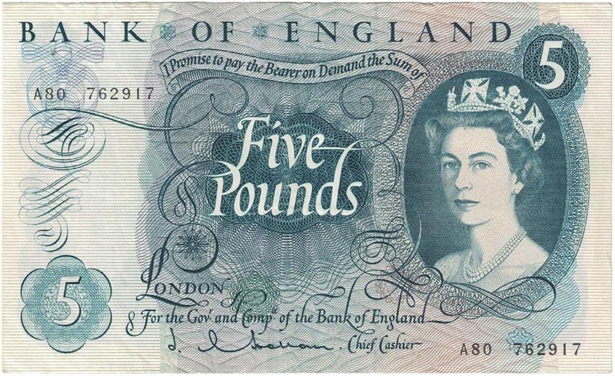Англия 5 фунтов 1963