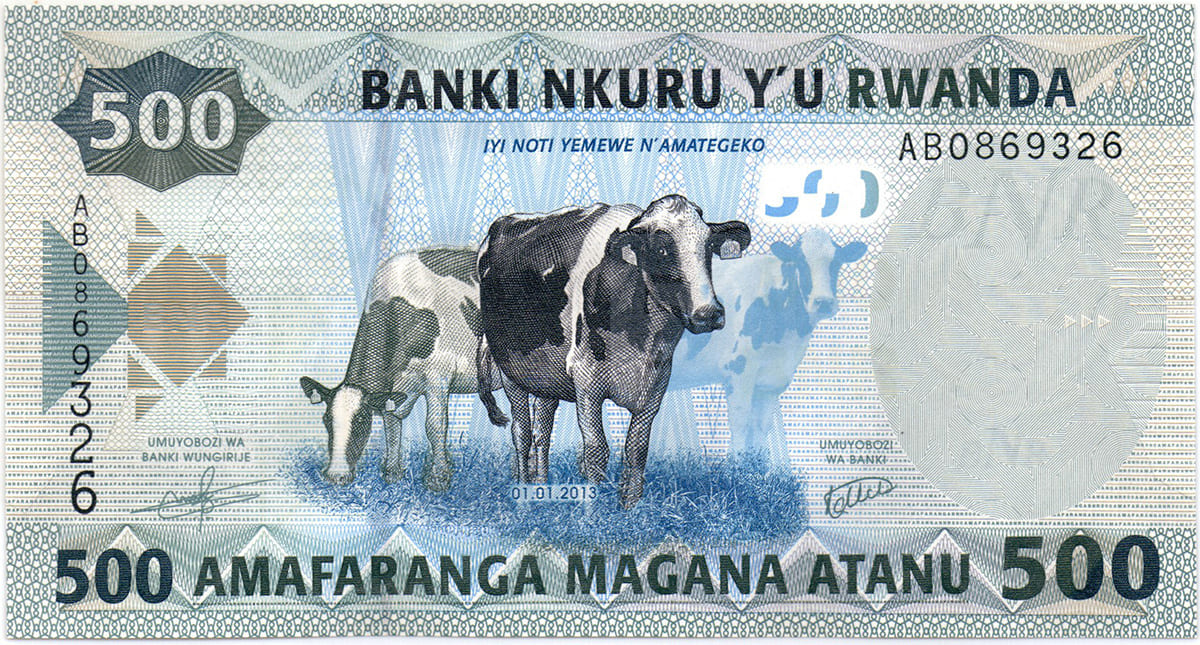 500 франков Руанды 2013