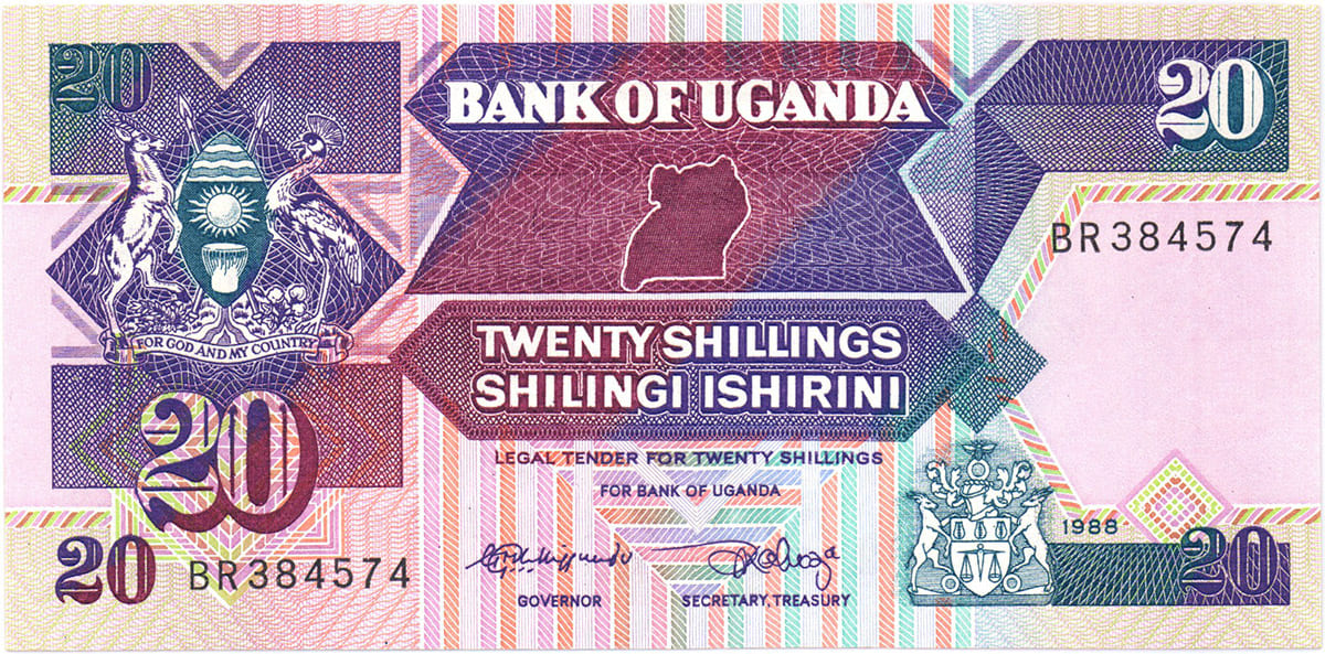 20 шиллингов Уганды 1988