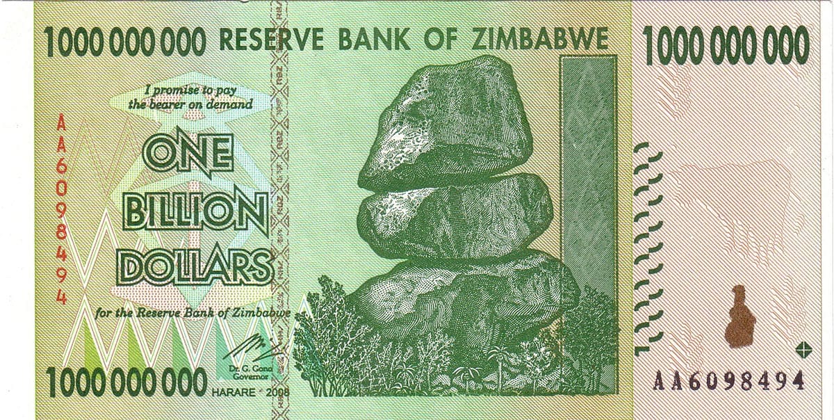 1000 000 000 долларов Зимбабве 2008