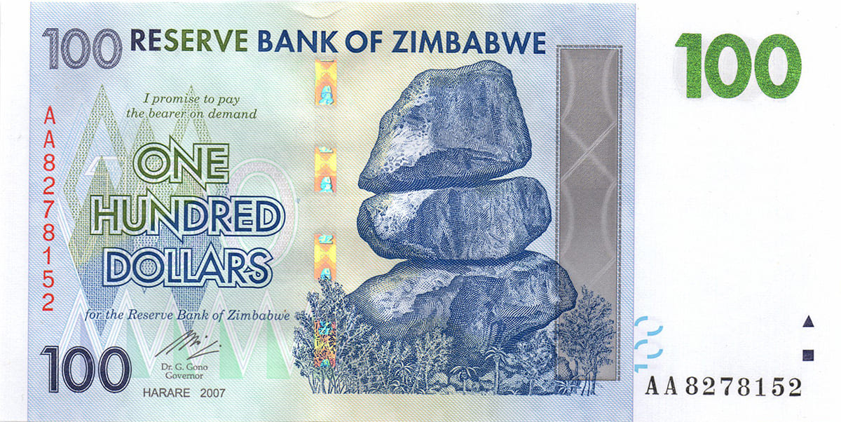100 долларов Зимбабве 2007