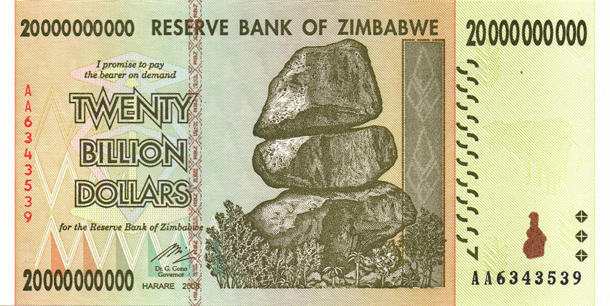 20 000 000 000 долларов Зимбабве 2008