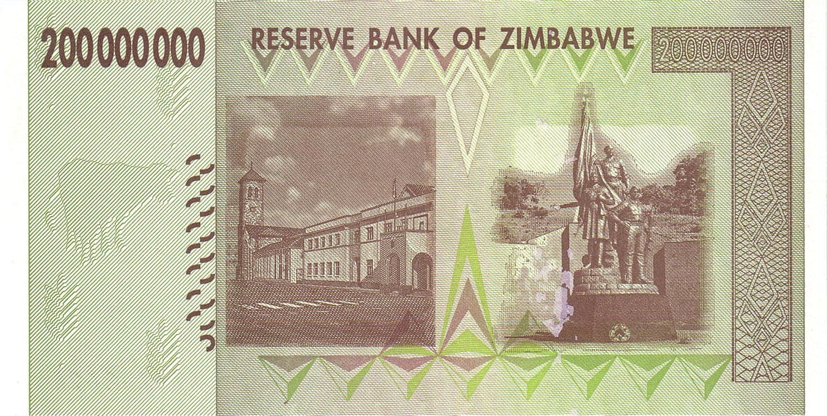 200 000 000 долларов Зимбабве 2008