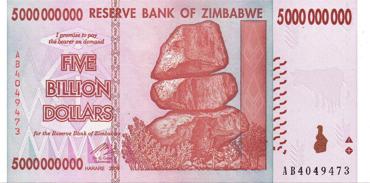5000 000 000 долларов Зимбабве 2008