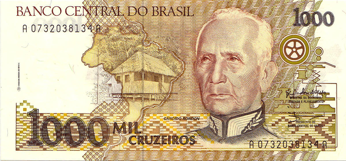 1000 крузейро Бразилии 1990