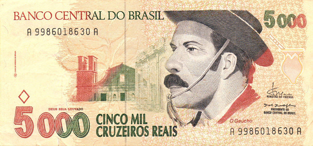 5000 крузейро реалов Бразилии 1993