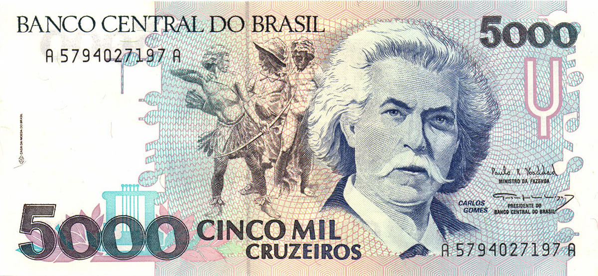 5000 крузейро Бразилии 1990