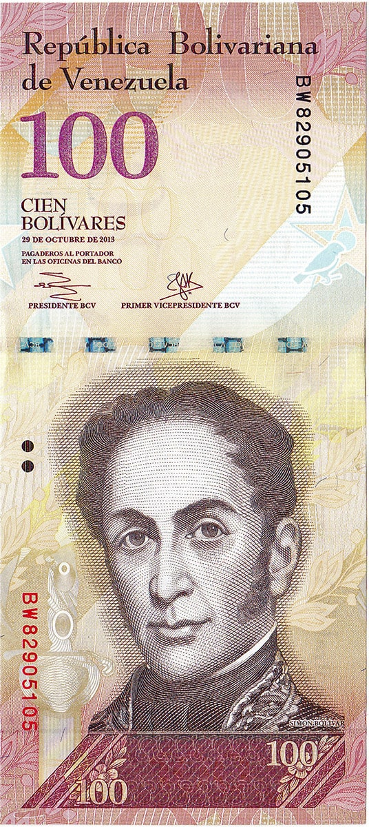 100 боливаров Венесуэлы 2013