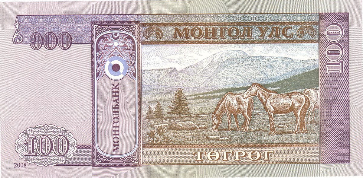 100 тугриков Монголии 2008