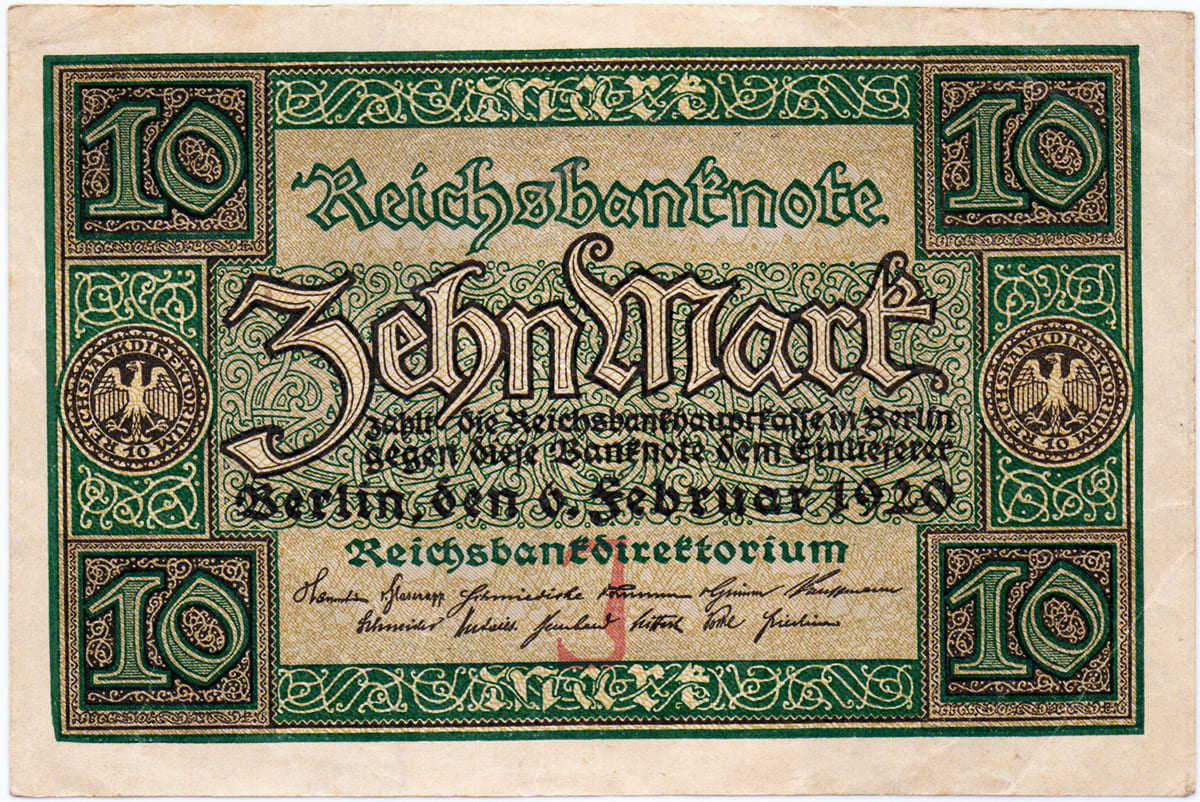 10 марок 1920 года Веймарской Республики