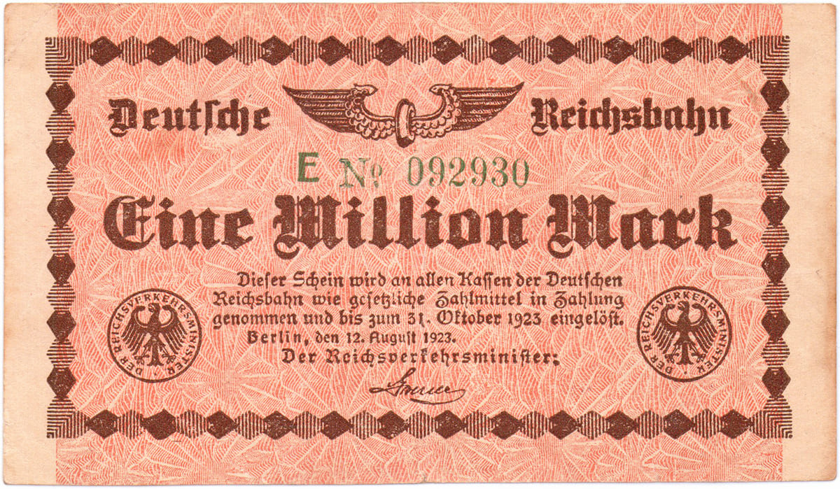 1 000 000 марок Deutsche Reichsbahn 1923
