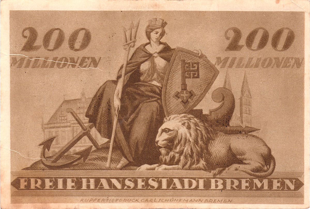 200 000 000 марок 1923 Freie Hansestadt Bremen