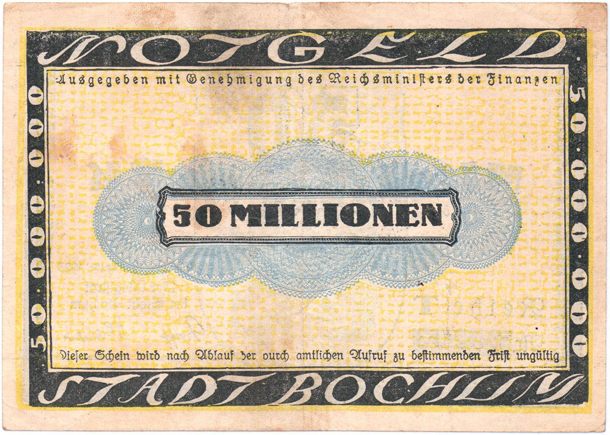 50 000 000 марок 1923 Notgeld der Stadt Bochum 50 000 000 марок 1923 Notgeld der Stadt Bochum