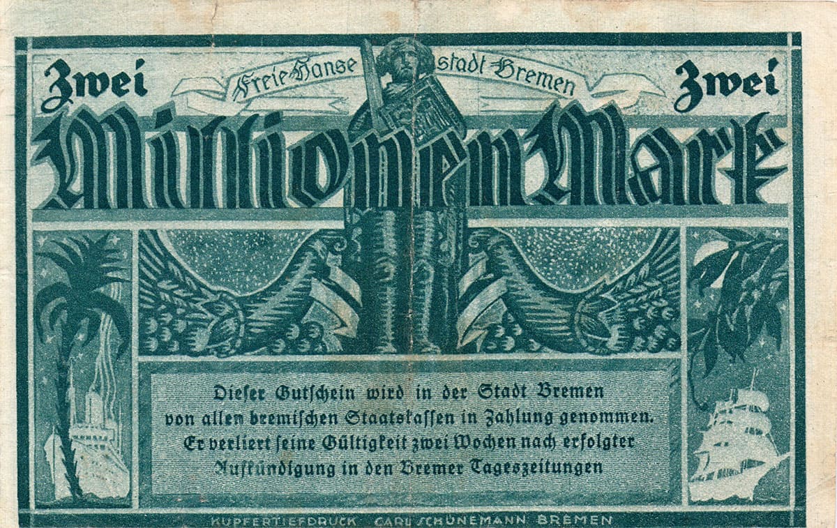 2 000 000 марок 1923 Freie Hansestadt Bremen