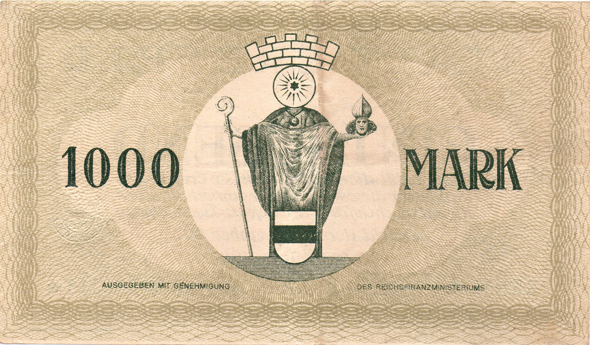 1000 марок 1923 Stadthauptkasse Crefeld