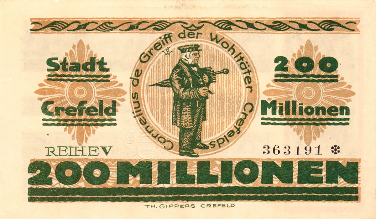  200 000 000 марок 1923 Stadthauptkasse Crefeld