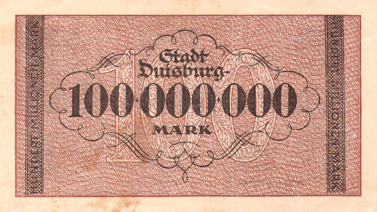 100 000 000 марок 1923 Stadt Duisburg