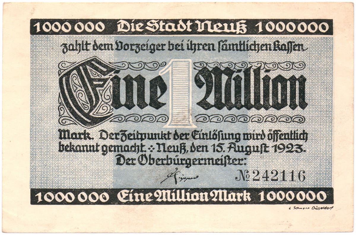 1 000 000 марок 1923 Stadt Neuss