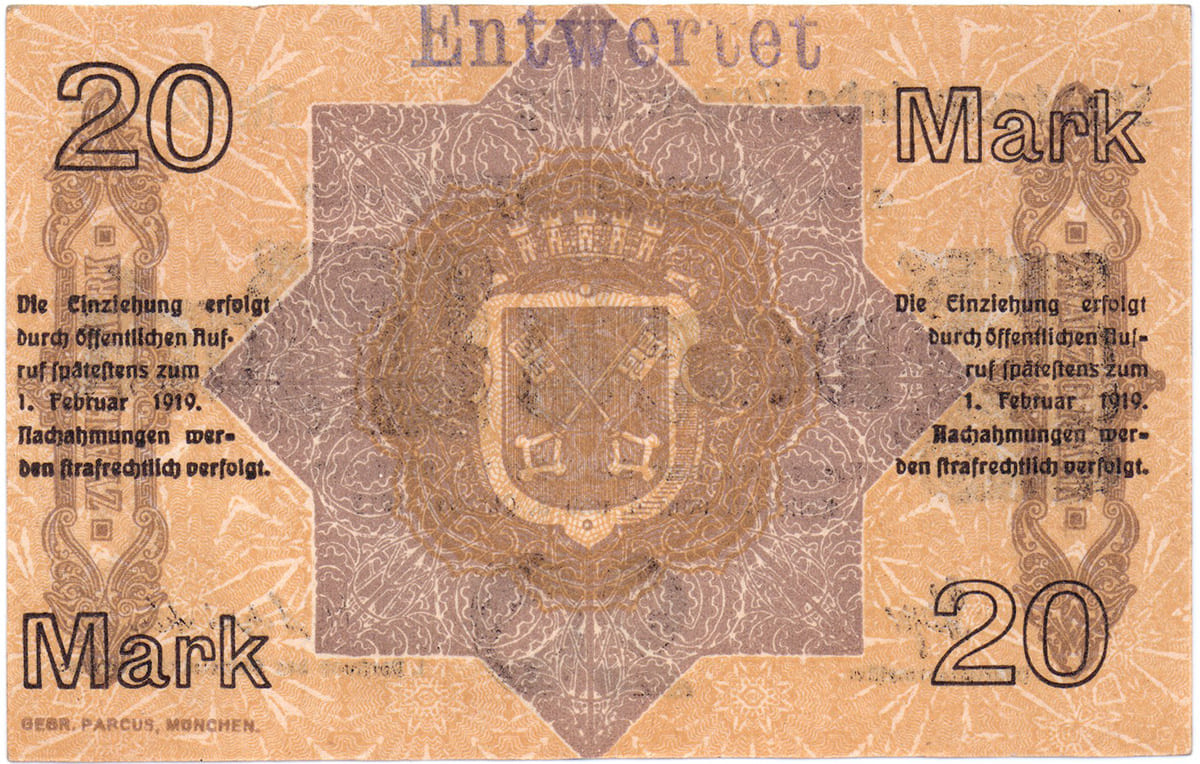 20 Mark 1918 Stadtgemeinde Regensburg 20 Mark 1918 Stadtgemeinde Regensburg