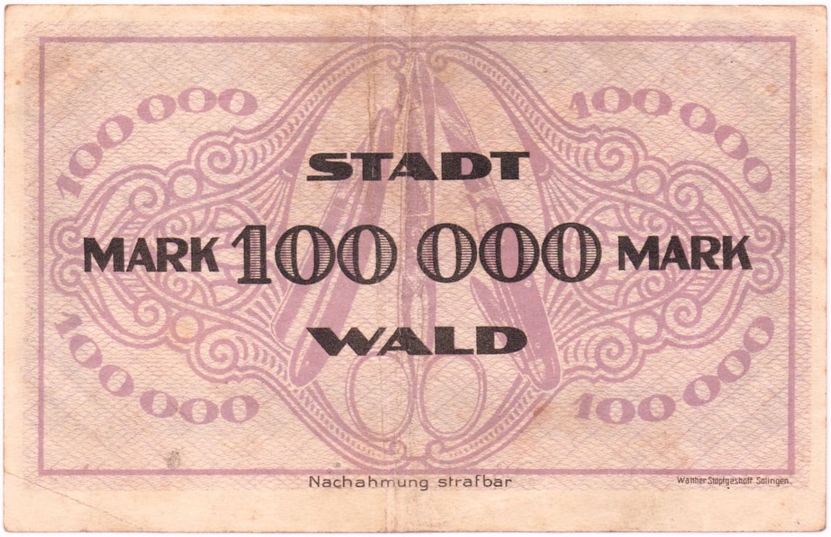 100 000 марок 1923 Stadt Wald